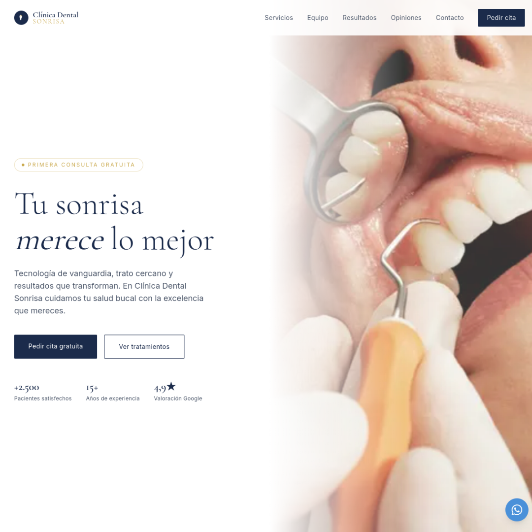Captura de la web de Clínica Dental Sonrisas
