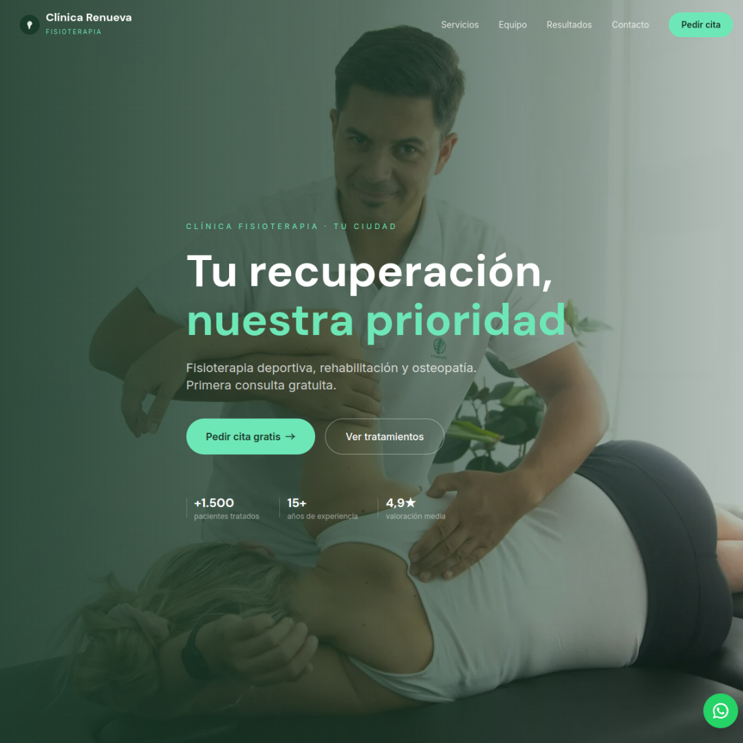 Captura de la web de Fisioterapia Renuva