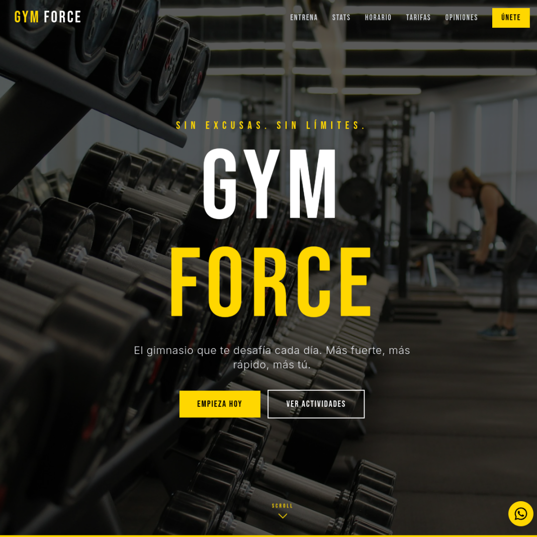 Captura de la web de Gimnasio Force