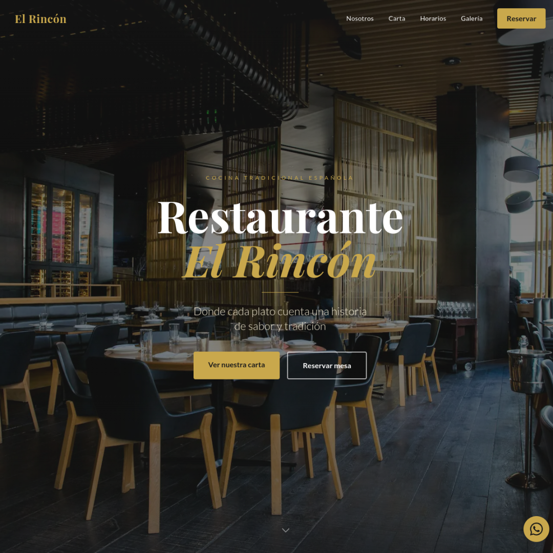 Captura de la web de Restaurante El Rincón